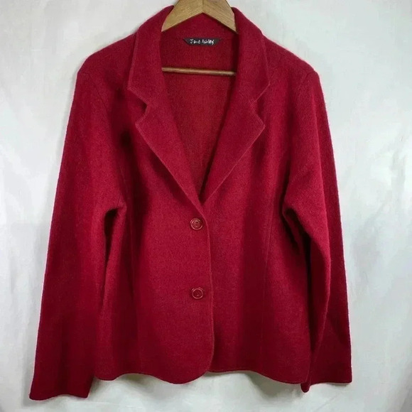 Jane Ashley Jackets & Blazers - Jane Ashley Red Wool Blend Two Button  Blazer in Size XL.